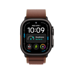 Apple Watch Ultra 4 GPS + Cellular, 49mm Black Titanium Case with Burgundy Alpine Loop - Large