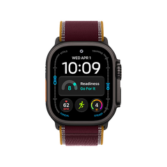 Apple Watch Ultra 4 GPS + Cellular, 49mm Black Titanium Case with Burgundy Trail Loop - M/L