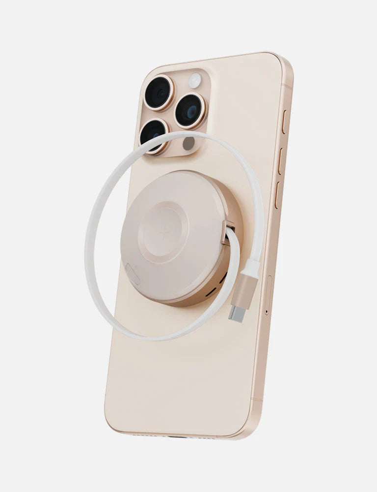 MAG-DUOARC-GLD | ENERGEA Magduo Arc | 2-In-1 Phone And Apple Watch Charger With Retractable Cable | Gold - GulfStore.com