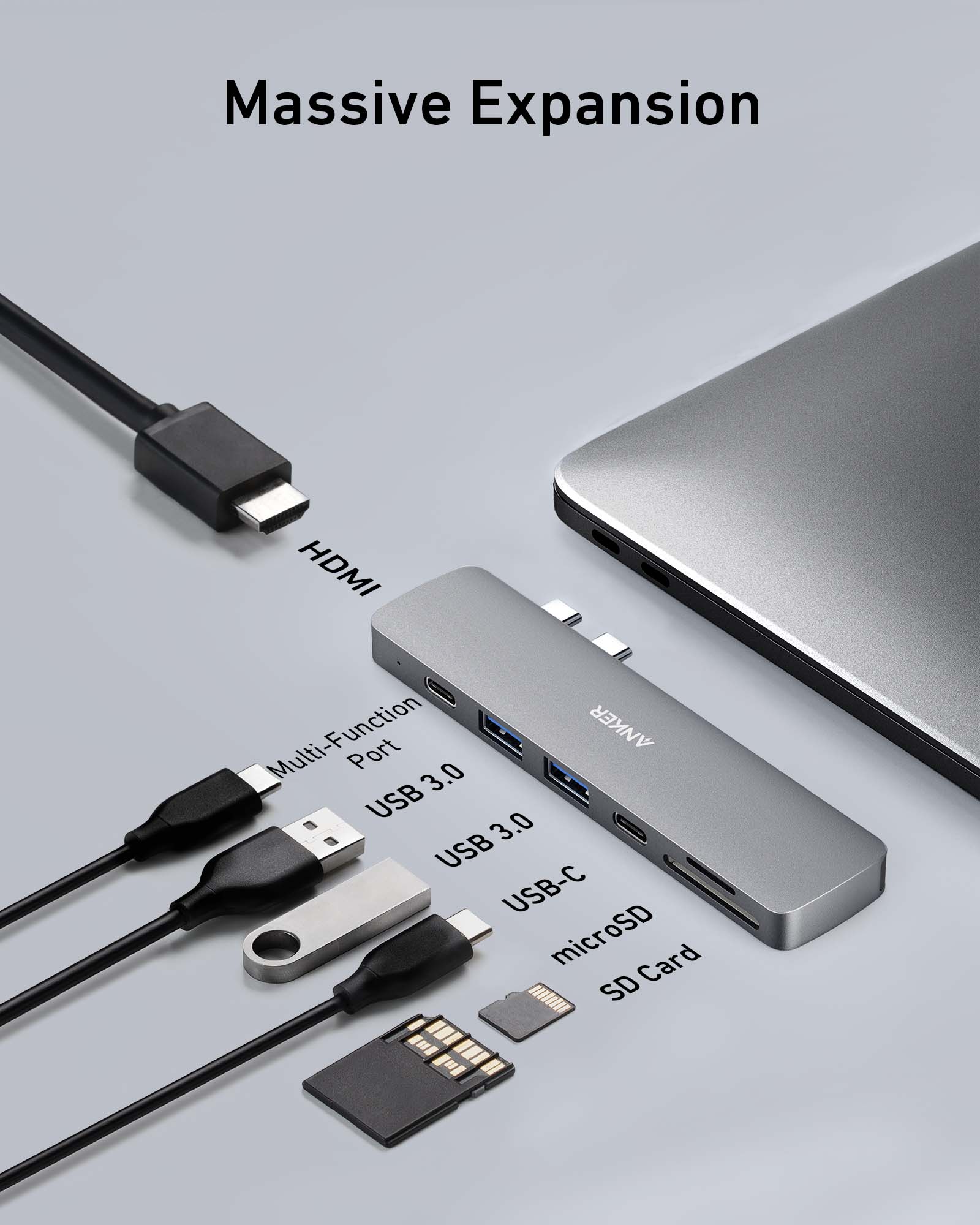 Anker 547 USB-C Hub (7-in-2, for MacBook) -Silver