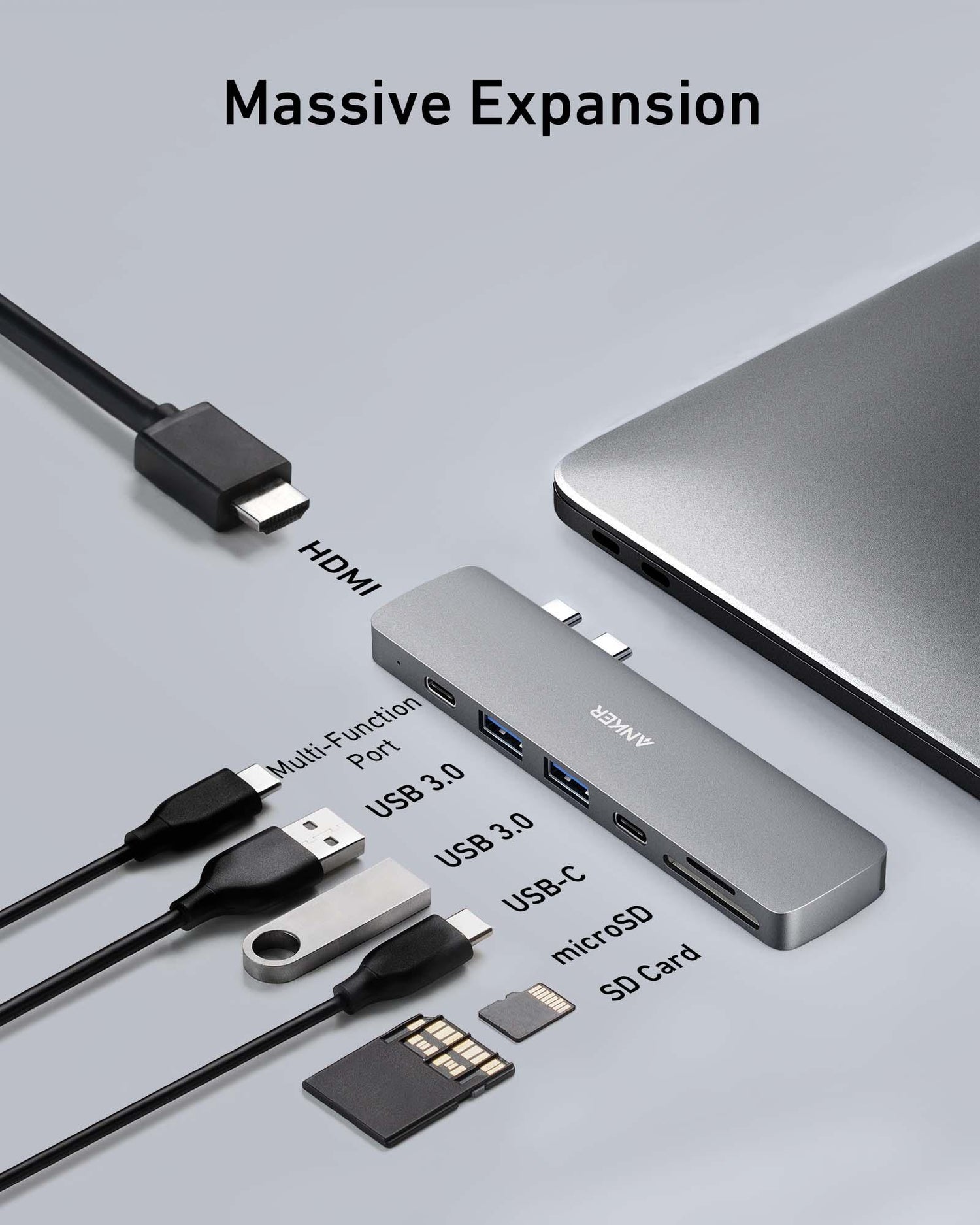 A8354HA1 Anker 547 USB-C Hub (7-in-2, for MacBook) -Silver