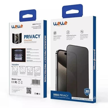 Wewe ST003 Glass Screen Protector with Mounting Base For iPhone 17 Pro Max -Privacy