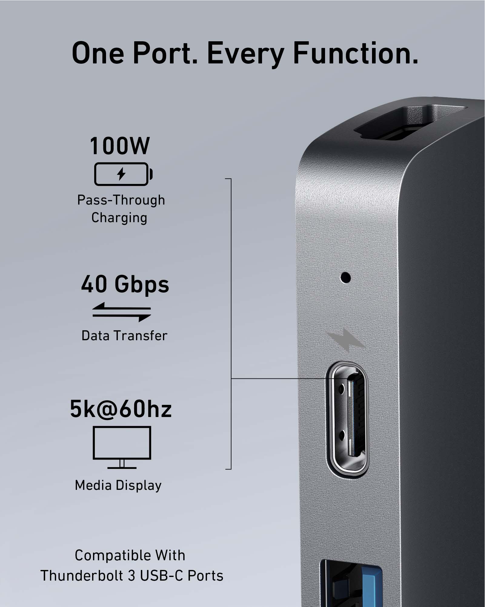 Anker 547 USB-C Hub (7-in-2, for MacBook) -Silver