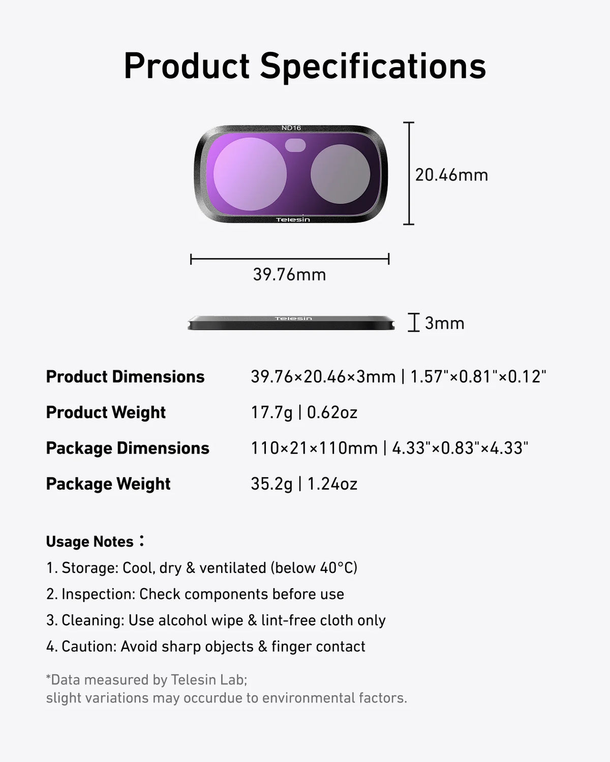 Telesin Filter kit (ND4+ND16+ND64) for Luna Ultra - GulfStore.com
