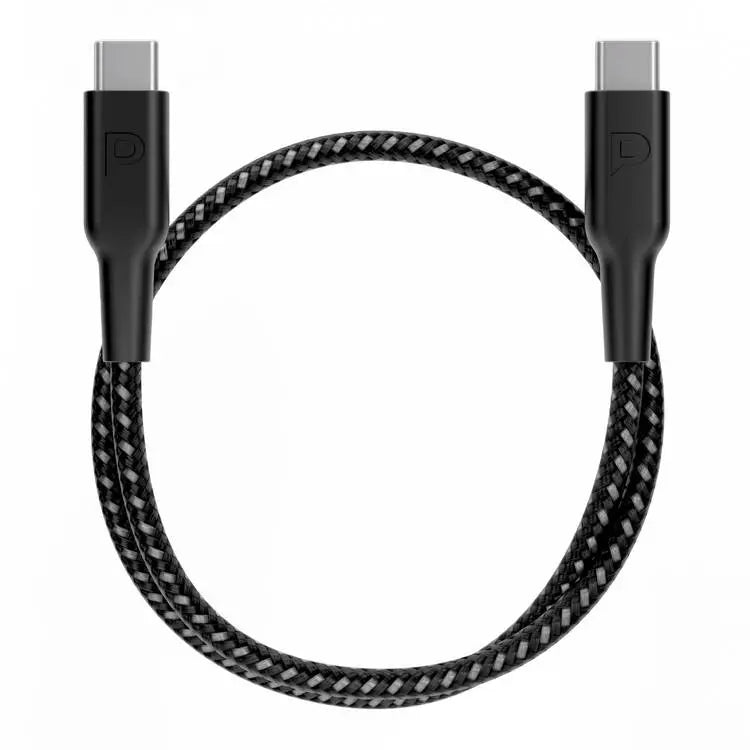 Powerology Braided USB-C To USB-C Data & Fast Charge 30Cm/0.98ft Black