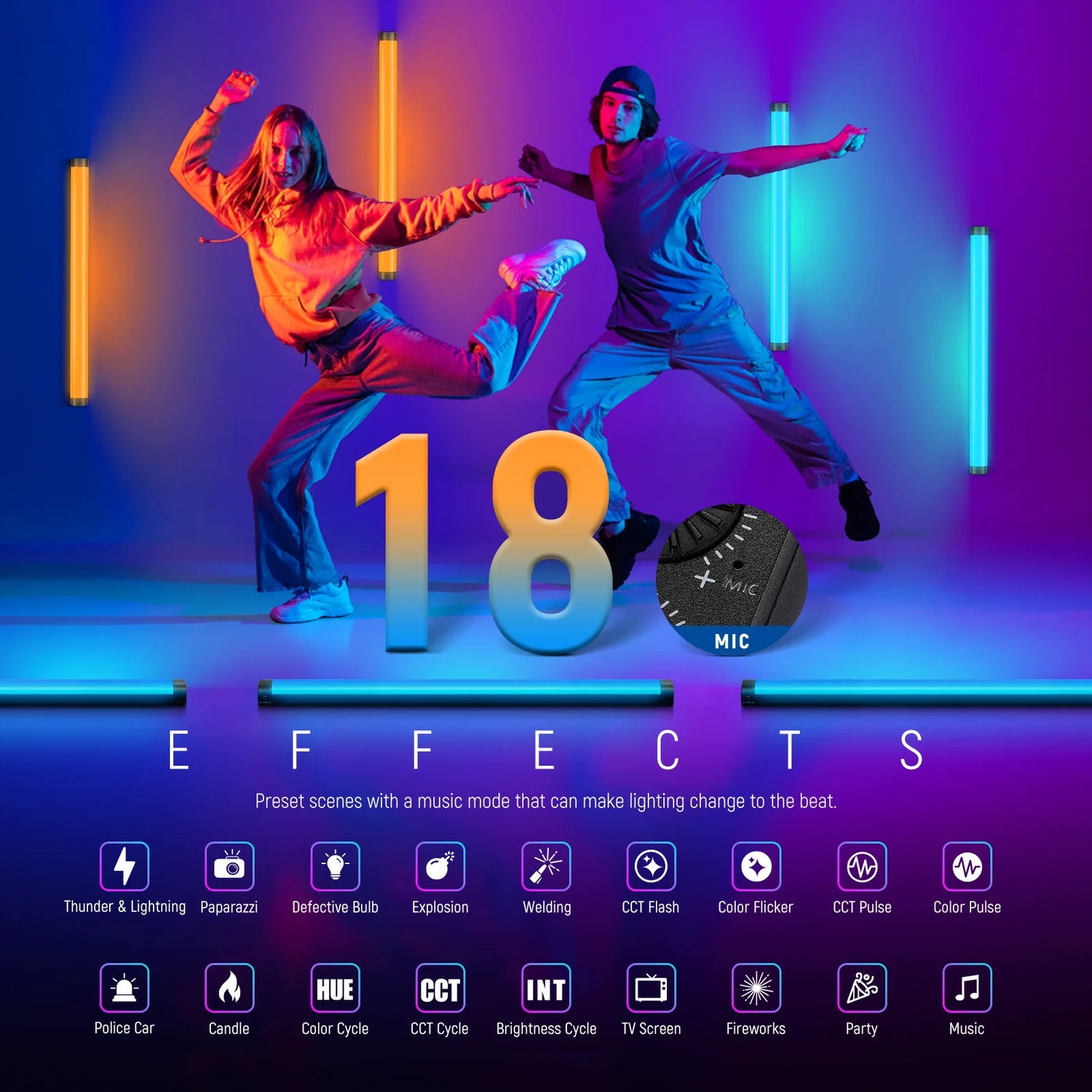 مصباح أنبوبي LED RGB من Neewer TL60 (المملكة المتحدة)