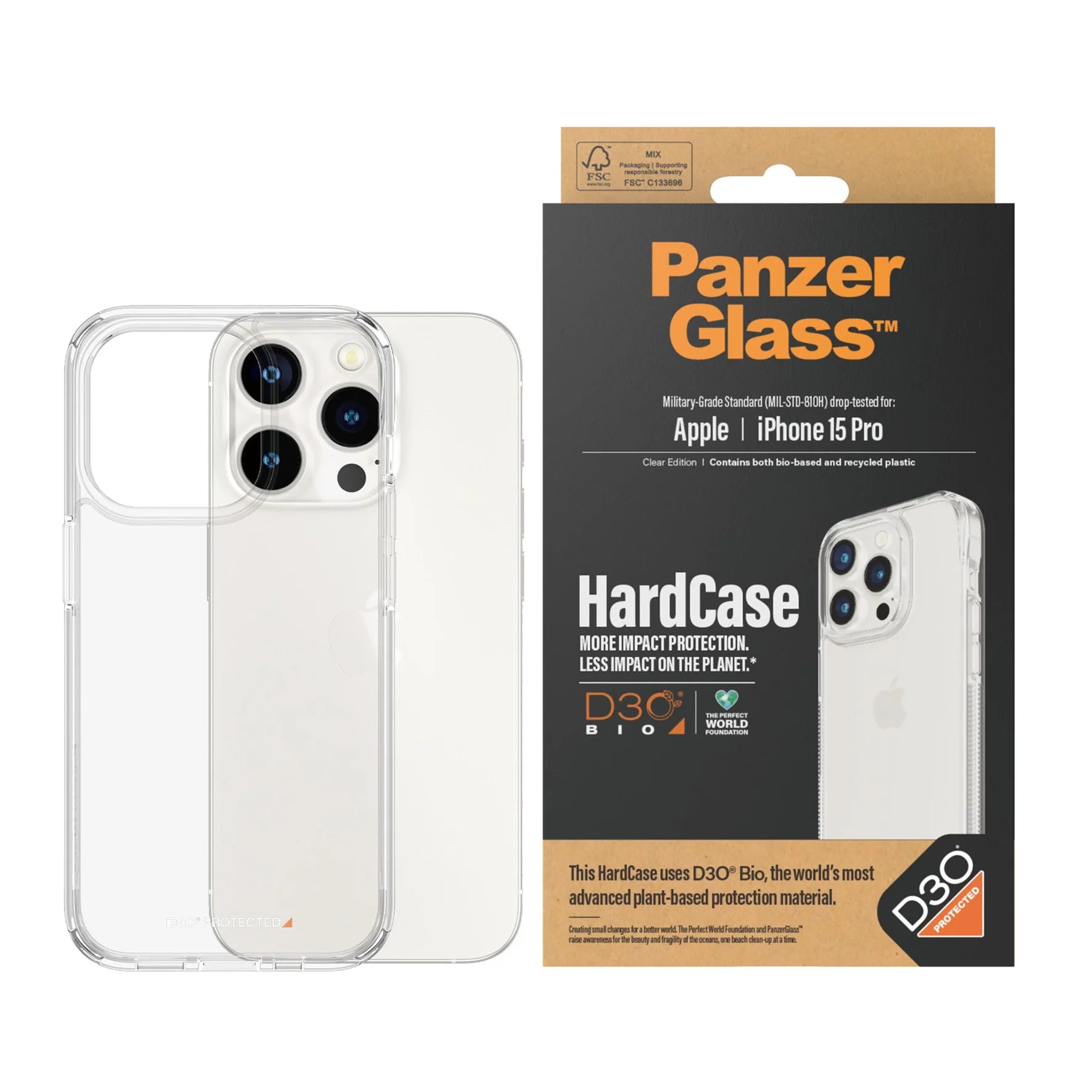 310103794، جراب PanzerGlass لهاتف iPhone 15 Pro مقاس 6.1 بوصة | جراب صلب مع D3O® - 1173