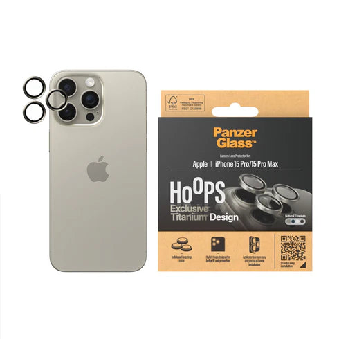 310103851، حلقات PanzerGlass iPhone 15 Pro/15 Pro Max من التيتانيوم الطبيعي - 1198