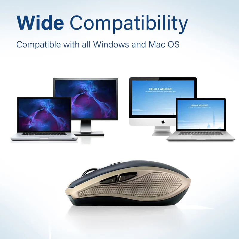 بروميت - ماوس لاسلكي انسيابي بتقنية BreezeSilent Switch - ذهبي