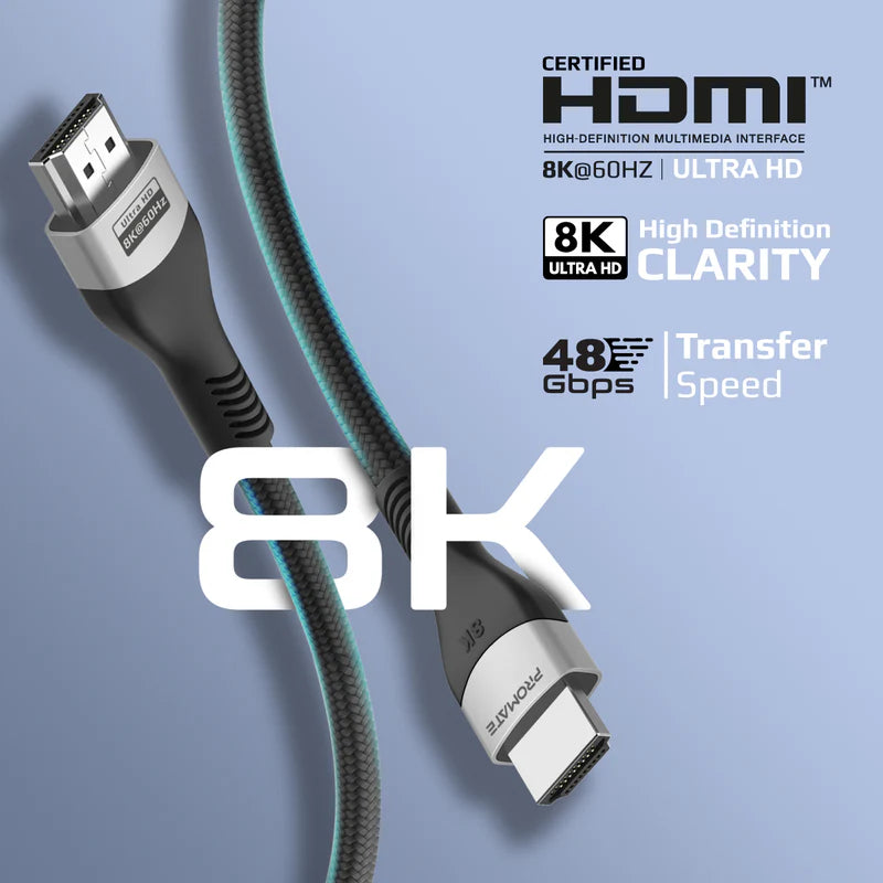كابل Promate PrimeLink8K-300 HDMI 2.1، كابل رفيع بطول 3 أمتار 