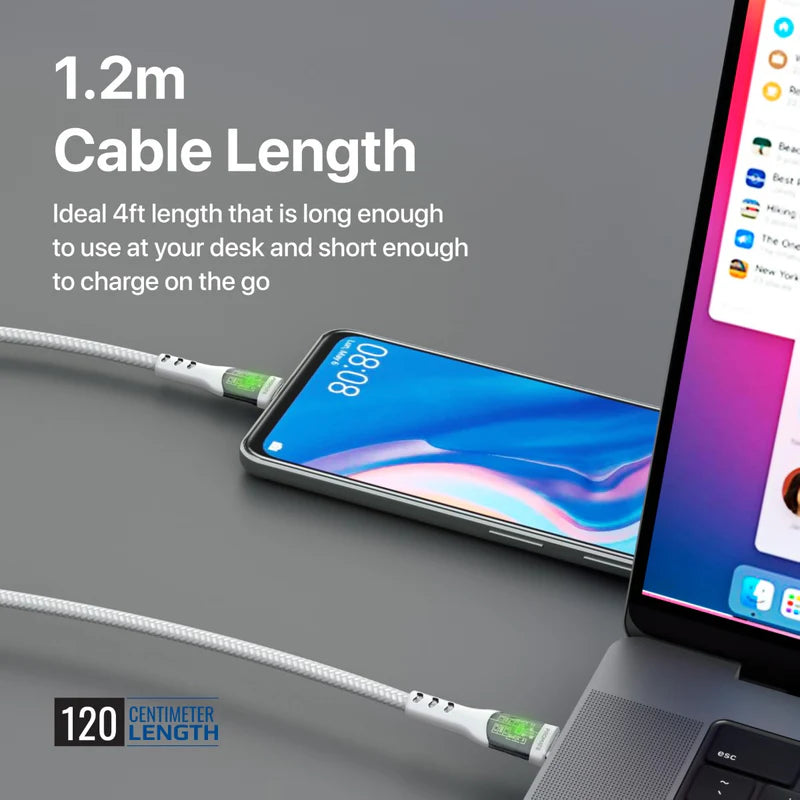 PROMATE - TransLine-CC60W 1.2M Power Delivery Ultra-Fast USB-C Cable with Transparent Shells - White