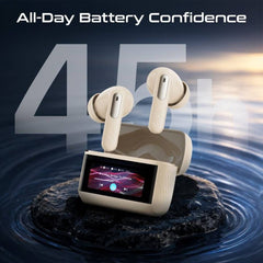 PROMATE Arix HD TWS Earbuds with ANC, ENC, and Smart IPS Touch Display • 40 Hours Playback w/ Case • Quad Forward Mics • Active Noise Cancellation - Beige