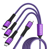 LD-009Q كابل مضفر 3 في 1 من ليدور بطول 3 أمتار وقوة 60 واط، أرجواني