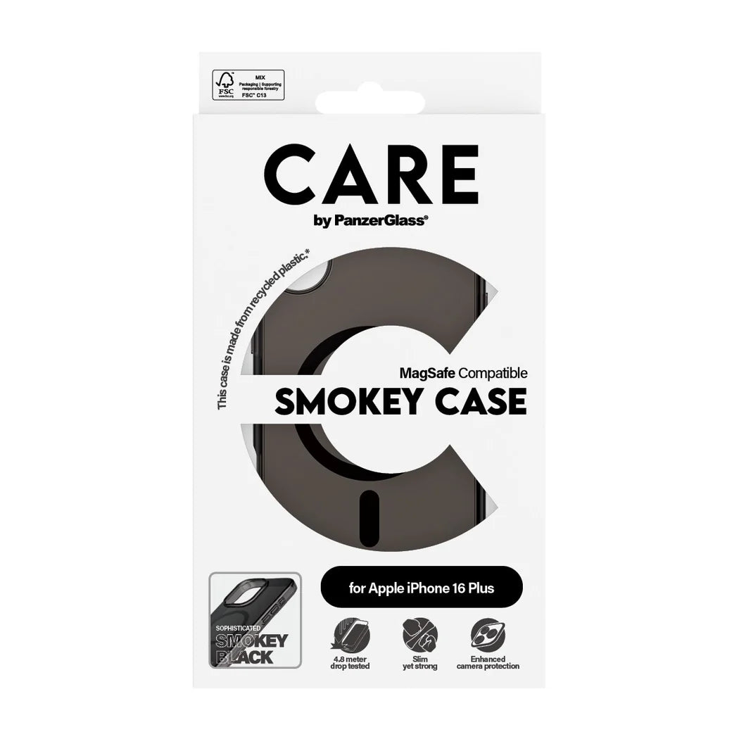 9000300442 | غطاء CARE™ من PanzerGlass® Urban Combat بلون دخاني مع MagSafe أسود لهاتف iPhone 16 Plus
