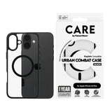 9000300438 | غطاء CARE™ من PanzerGlass® Urban Combat شفاف بإطار أسود و MagSafe لهاتف iPhone 16 Plus