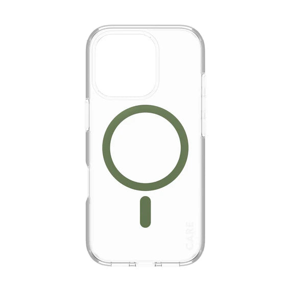 CARE™ by PanzerGlass® Urban Combat Case Transparent w. Green MagSafe iPhone 16 Pro