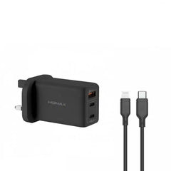 MOMAX FastPro GaN charger kit with lightning cable - Black - VPD0063 - GulfStore.com