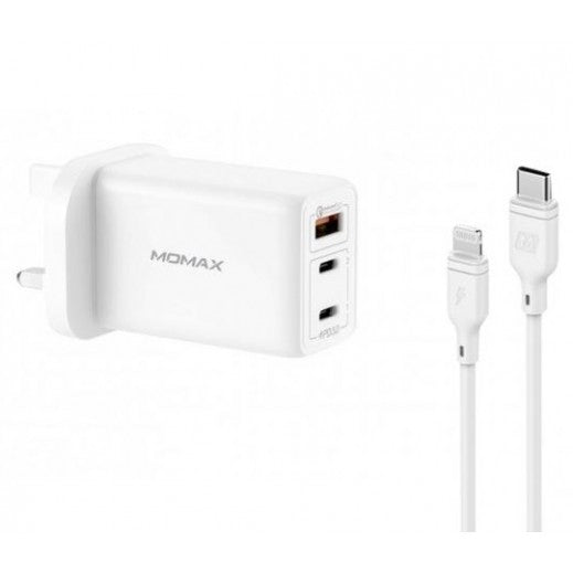 MOMAX FastPro GaN Charger kit with lightning cable +Carrying Case Black - White - VPD0064