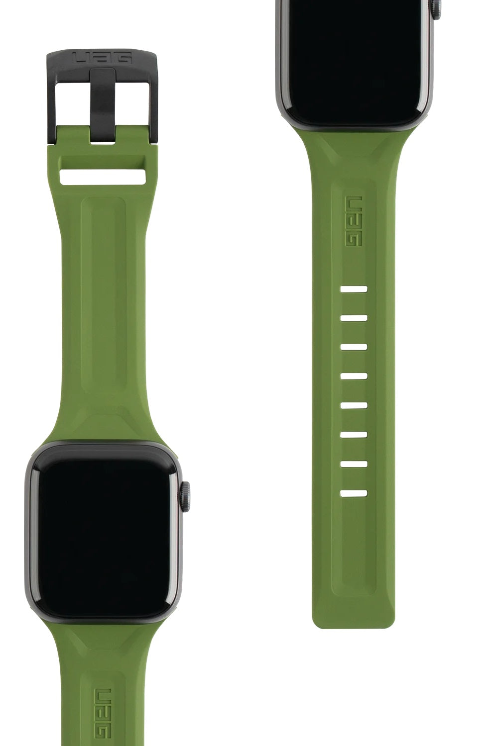 UAG | 191488117272 | UAG Apple Watch 45mm/44mm/42mm/Ultra Silicone Scout Strap | Olive