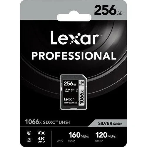 بطاقات Lexar® Professional SILVER PLUS microSDXC™ UHS-I بسعة 256 جيجابايت، بسرعة قراءة تصل إلى 205 ميجابايت/ثانية وسرعة كتابة تصل إلى 150 ميجابايت/ثانية C10 V30 U3 
