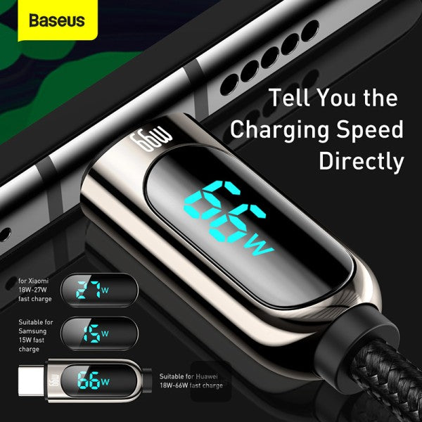 BASEUS | CASX020001 | Display Fast Charging Data Cable USB-C | 66W | 1 M | Black
