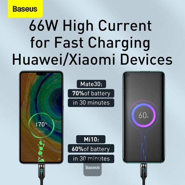 BASEUS | CASX020001 | Display Fast Charging Data Cable USB-C | 66W | 1 M | Black