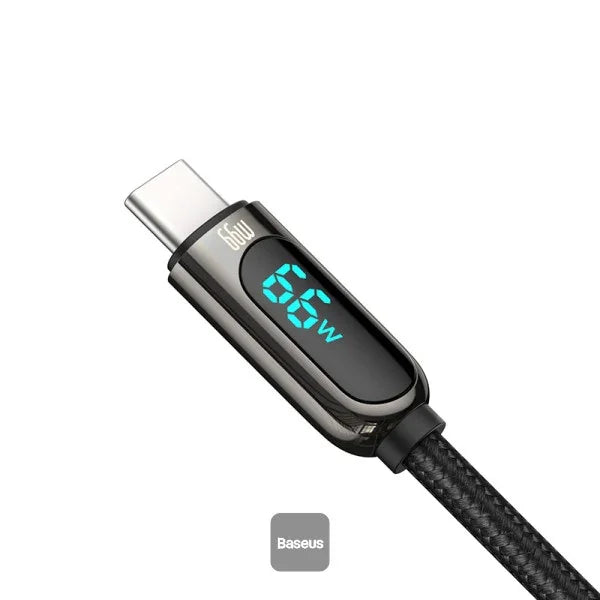 BASEUS | CASX020001 | كابل بيانات USB-C للشحن السريع للشاشة | 66 واط | 1 متر | أسود 