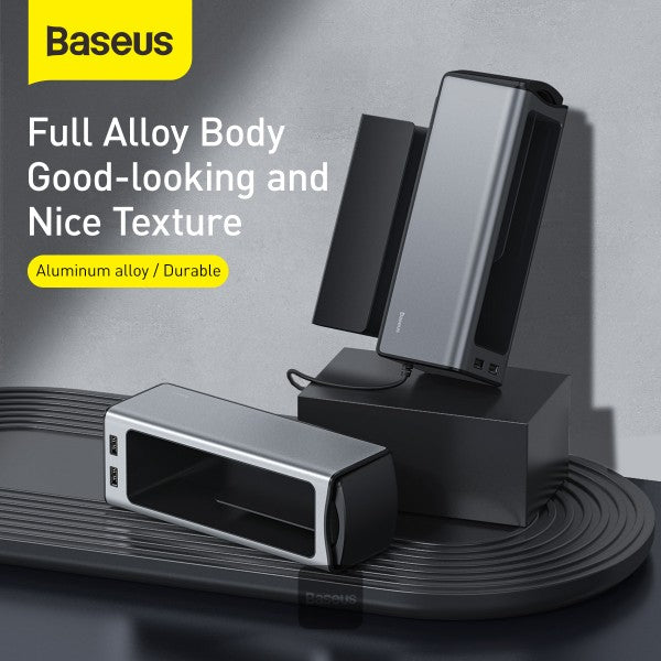 BASEUS | CRCWH-A05S | Deluxe Metal Armrest Console Organizer + Dual Usb Power Supply | Silver