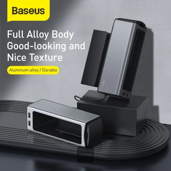BASEUS | CRCWH-A05S | Deluxe Metal Armrest Console Organizer + Dual Usb Power Supply | Silver