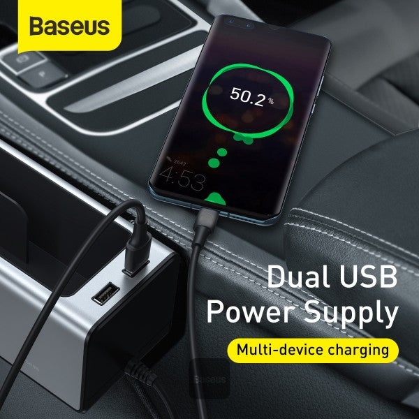 BASEUS | CRCWH-A05S | Deluxe Metal Armrest Console Organizer + Dual Usb Power Supply | Silver