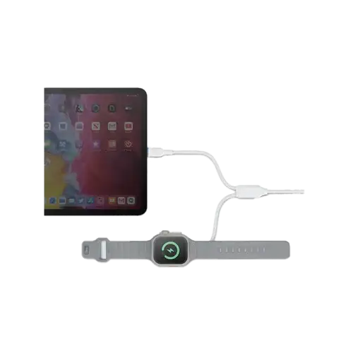 BAZIC GOCHARGE DEUCE CABLE- USB-C TO LIGHTNING WITH WATCH CHARGER 1.8M- WHITE - GulfStore.com