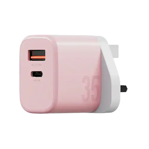 BAZIC GOPORT VELOX BUNDLE- 1C1A CHARGER 35W(UK) WITH WEAVE CABLE - PEACH - GulfStore.com