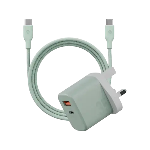 BAZIC GOPORT VELOX BUNDLE- 1C1A CHARGER 35W(UK) WITH WEAVE CABLE - PISTACHIO - GulfStore.com