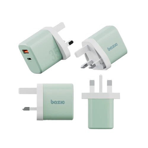 BAZIC GOPORT VELOX BUNDLE- 1C1A CHARGER 35W(UK) WITH WEAVE CABLE - PISTACHIO