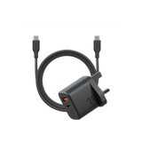 BAZIC GOPORT VELOX BUNDLE- 1C1A CHARGER 35W(UK) WITH WEAVE CABLE - TRUFFLE