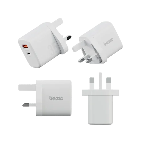 BAZIC GOPORT VELOX BUNDLE- 1C1A CHARGER 35W(UK) WITH WEAVE CABLE - VANILLA