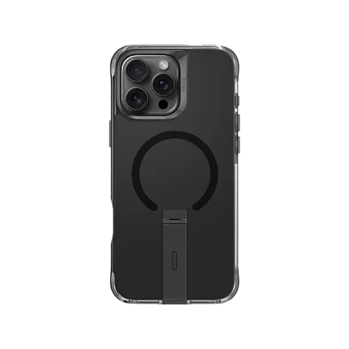 UNIQ HYBRID IPHONE 16 PRO (2024) 6.9 MAGCLICK CHARGING ELEVA مع حامل عمودي - كربون (أسود)