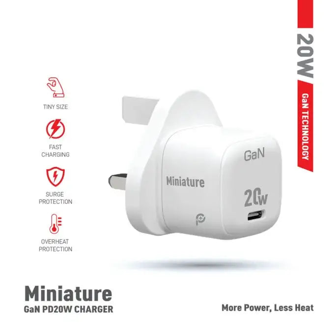 PR-GN20UK-WH , PoweroPlus Miniature 20W GaN Adapter-White - GulfStore.com