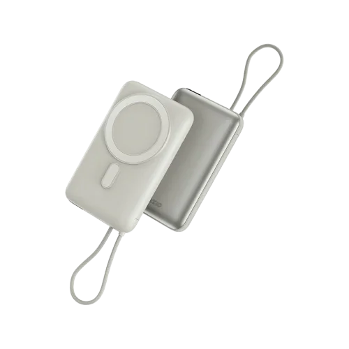 BAZIC GOPOWER FUSION MAG 10K, MAGSAFE POWERBANK WITH BUILT-IN USB-C CABLE - PEBBLE