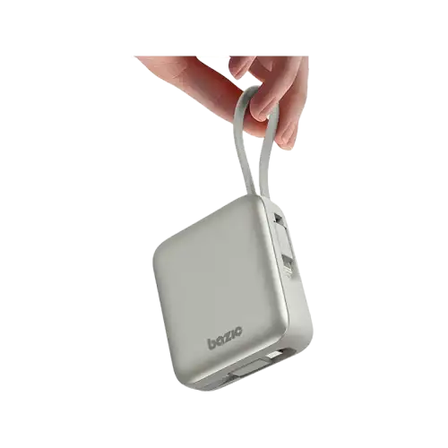 BAZIC GOPOWER FUSION MINI 10K, 3IN1 10000MAH POWERBANK WITH BUILT-IN USB-C AND LIGHTNING CABLE - PEBBLE - GulfStore.com