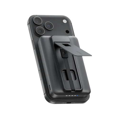 MP-PRO35S-GUN | ENERGEA Magpac Pro 35S | 10000Mah Semi Solid State Qi2 Power Bank With Built-In Cable And Stand PD35W | Gun/Blk