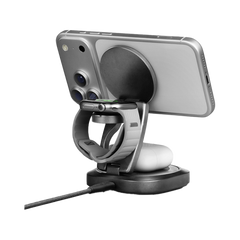 AM-GYRO-GUN | ENERGEA Alumag Gyro | 360 Rotating Base 3In1 Foldable Qi2.2 Aluminium Wireless Charger 25W | Gunmetal - GulfStore.com