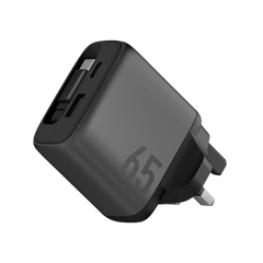 CHR-AC-ARC65UK | ENERGEA Ampcharge | Arc 65 PD/PDS/Qc3.0 Gan Wall Charger With Retractable Cable | 65W ( UK ) | Gunmetal - GulfStore.com