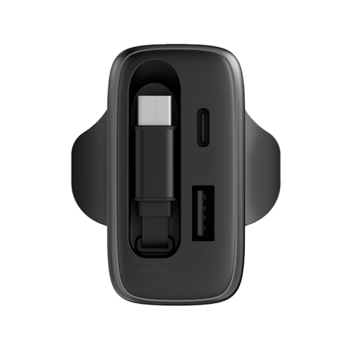 CHR-AC-ARC65UK | ENERGEA Ampcharge | Arc 65 PD/PDS/Qc3.0 Gan Wall Charger With Retractable Cable | 65W ( UK ) | Gunmetal - GulfStore.com