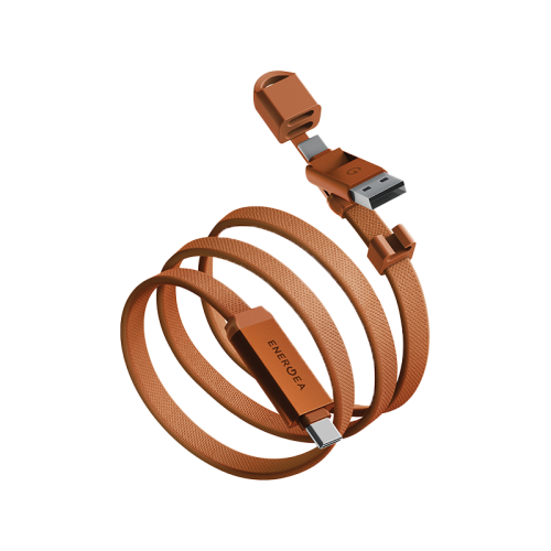 CBL-SHTHTRV-ORG120 | ENERGEA Sheath Travel | 2-In-1 USB-C To USB-C + USB-A 480 Mbps With 60W | Cable | 1.2M | Orange - GulfStore.com