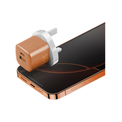 CHR-AC-GAN35ORGUK | ENERGEA Ampcharge | 1-Port USB-C & 1-Port USB-A Gan 35W Wall Charger | Orange - GulfStore.com