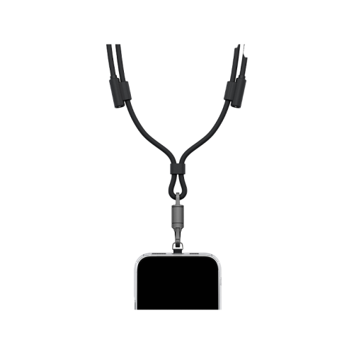 CBL-LASS-BLK150 | ENERGEA Lasso Lanyard | كابل USB-C إلى USB-C بسرعة 480 ميجابت في الثانية 240 واط مع بطاقة حبل | 1.5 متر | أسود