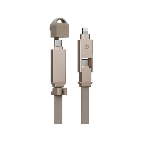 CBL-60SHTH-GLD100 | ENERGEA Sheath | 2-In-1 USB-C To USB-C + Lightning Cable 480Mbps 60W | 1M | Gold