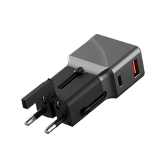 TWA25-GUN | ENERGEA Travelworld Adapter 25 | 1A1C 25W | Gunmetal Black - GulfStore.com