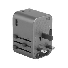 TWA-GAN65 | ENERGEA Travelworld Adapter Gan65 | 1A2C 65W | Gunmetal - GulfStore.com